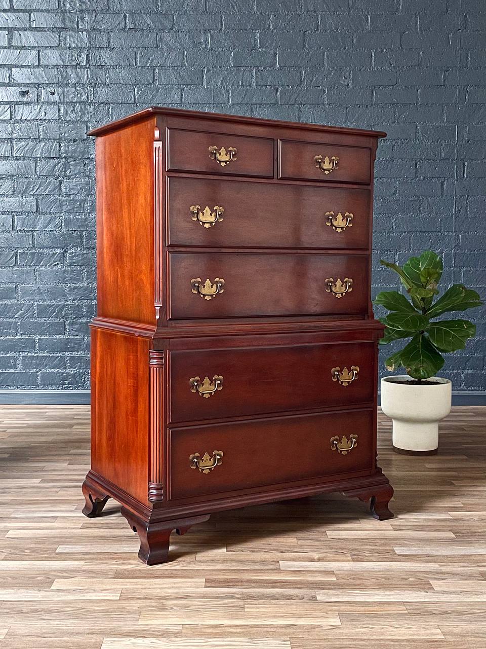 Vintage Colonial Revival Highboy Dresser by Kling Furniture, c.1950's Vintage Supply Vintage Colonial Revival Highboy Dresser by Kling Furniture, c.1950's Vintage Supply