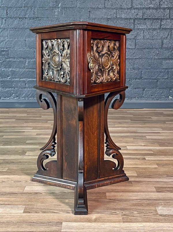 American Carved Mahogany Smoking / Humidor Cabinet w/ Copper Lining, c.1920’s
