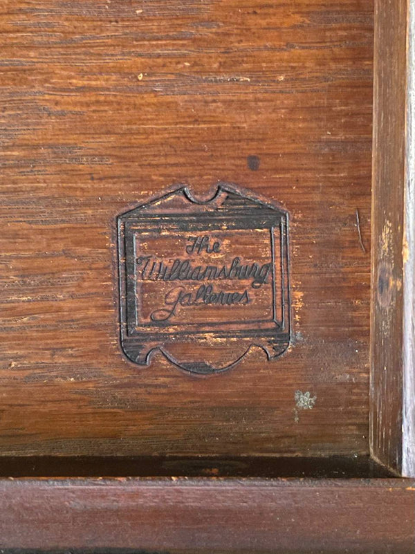 English Queen Anne Style Mahogany Card/Game Table w/ Tooled Leather Top by The Williamsburg Galleries, c.1950’s