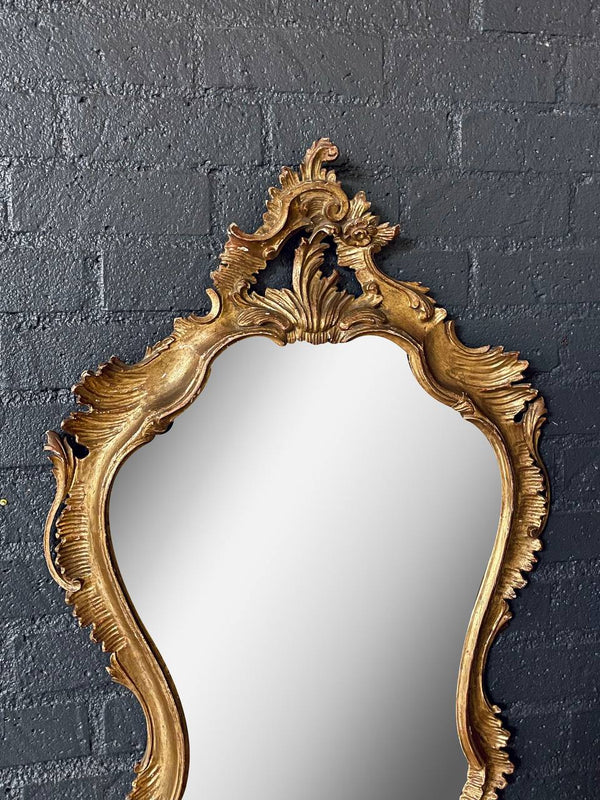 Italian Rococo Style Giltwood Mirror w/ Carved Acanthus Leaves, c.1950’s