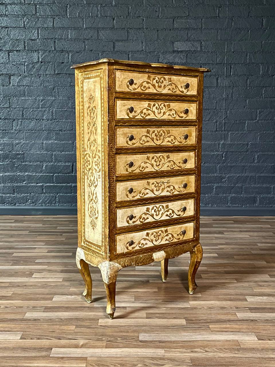 vintage lingerie dresser Italian Hand-Painted Venetian Tallboy Lingerie Dresser w/ Gilt Accents – Vintage Supply