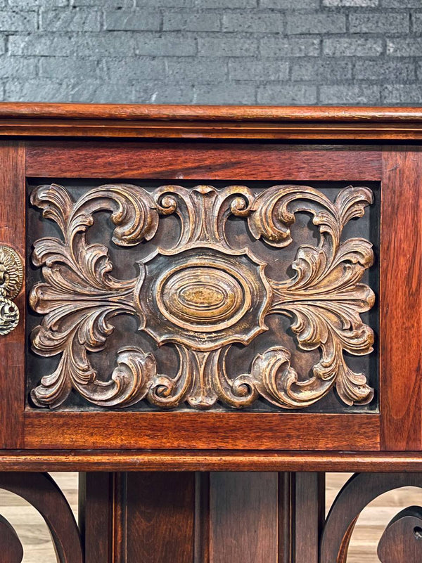 American Carved Mahogany Smoking / Humidor Cabinet w/ Copper Lining, c.1920’s