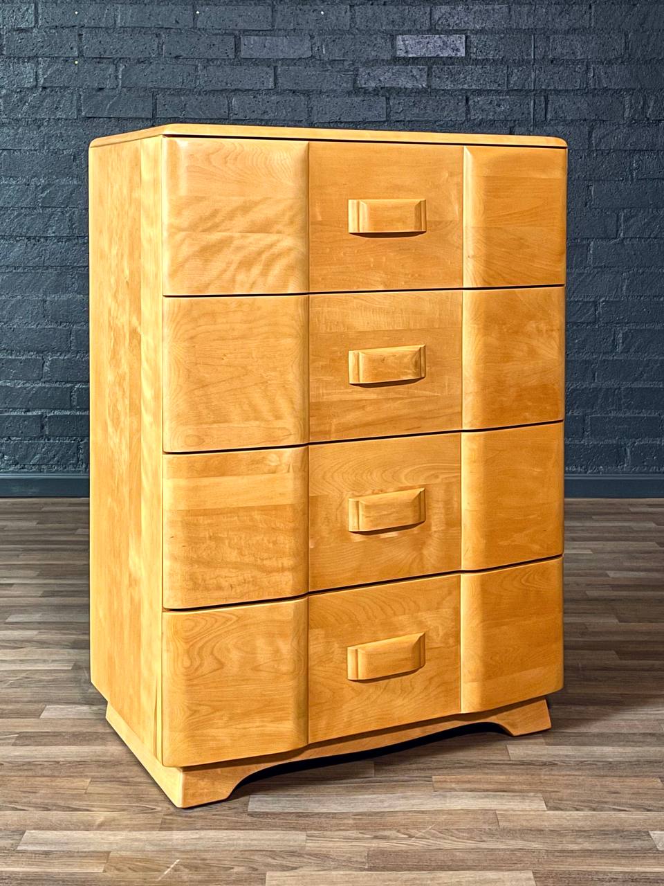 Mid-Century Modern Riviera Highboy Birch Dresser by Heywood Wakefiel Mid-Century Modern Riviera Highboy Birch Dresser by Heywood Wakefiel