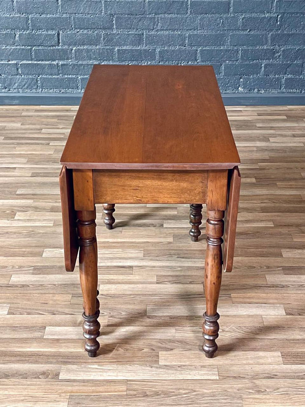 American Farmhouse Drop-Leaf Dining Table w/ Turned Legs, c.1940’s