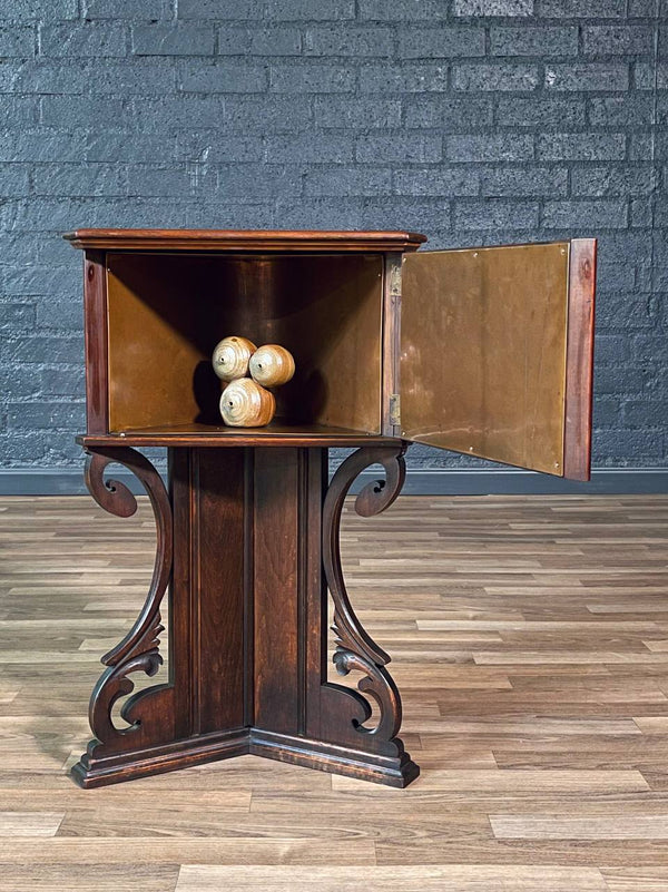 American Carved Mahogany Smoking / Humidor Cabinet w/ Copper Lining, c.1920’s