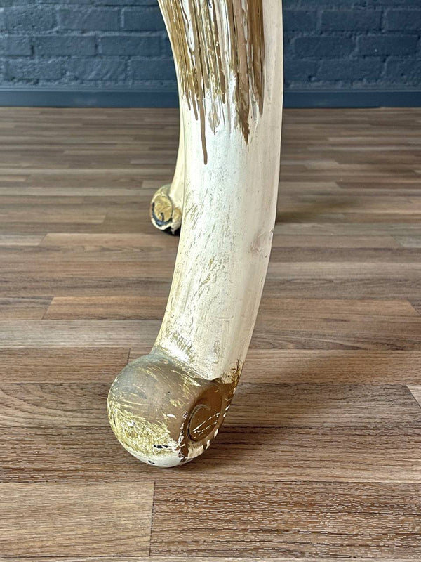 French Rococo Style Gilt & Painted Carved Wood Center Table, c.1950’s