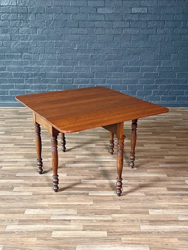 American Farmhouse Drop-Leaf Dining Table w/ Turned Legs, c.1940’s