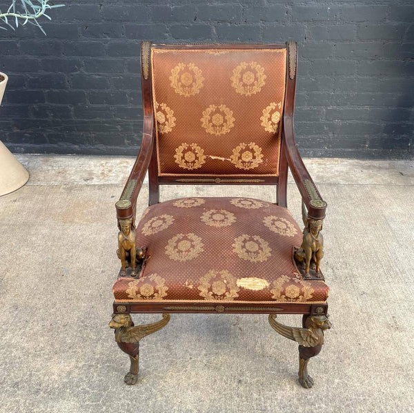 Antique Empire Neoclassical Wing Chair