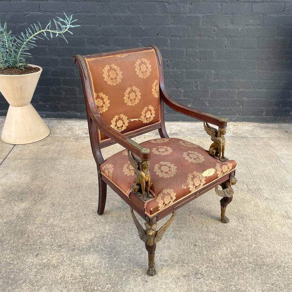 Antique Empire Neoclassical Wing Chair