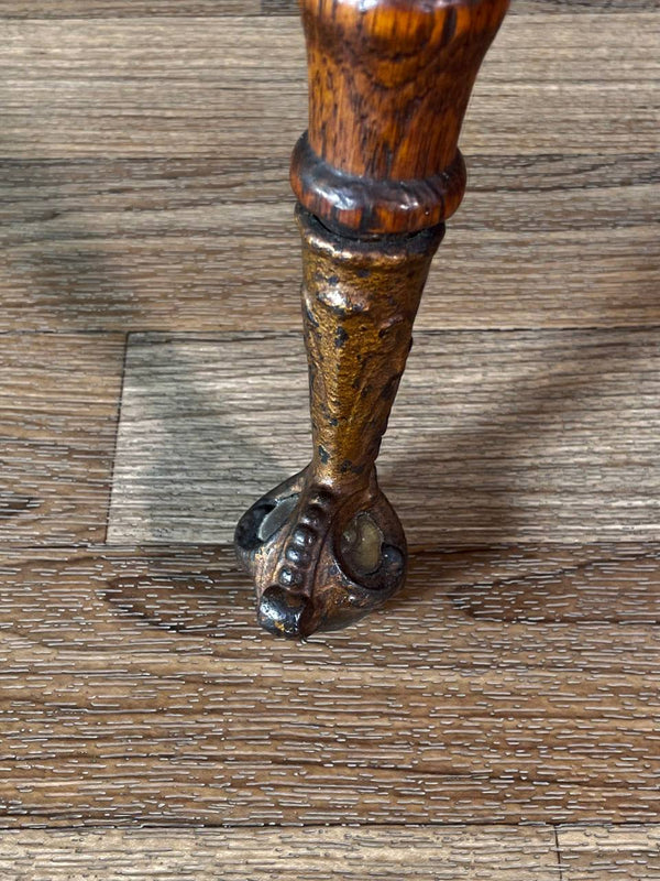American Victorian Tiger Oak Side Table w/ Barley Twist Legs & Claw Feet, c.1930’s