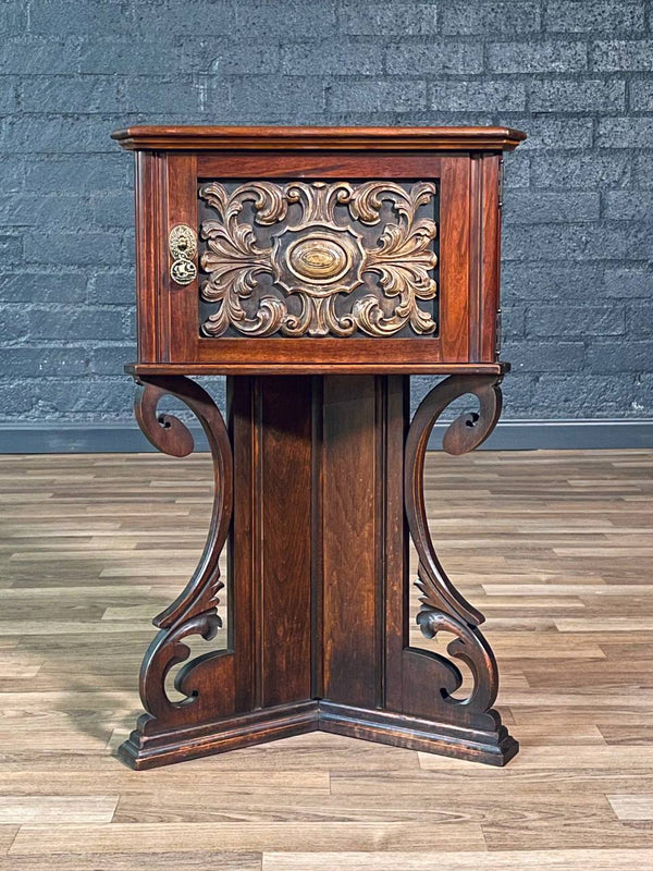American Carved Mahogany Smoking / Humidor Cabinet w/ Copper Lining, c.1920’s