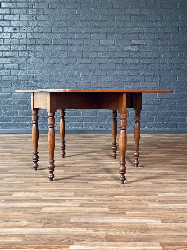 American Farmhouse Drop-Leaf Dining Table w/ Turned Legs, c.1940’s