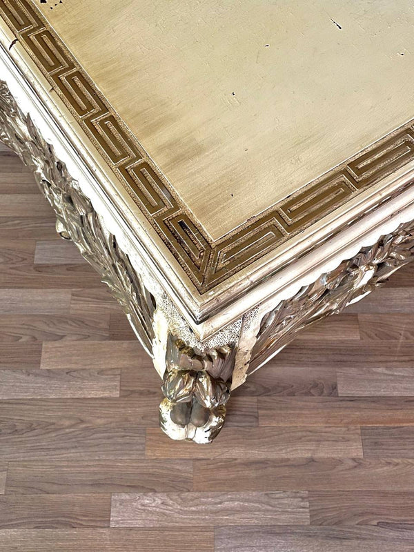 French Rococo Style Gilt & Painted Carved Wood Center Table, c.1950’s