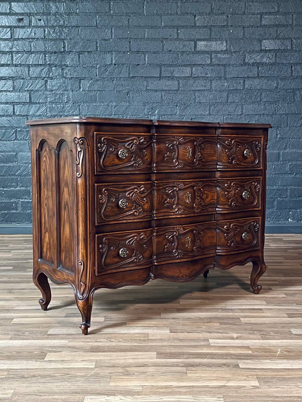 French Louis XV Style Four Centuries Oak 3-Drawer Dresser by Henredo Vintage Supply French Louis XV Style Four Centuries Oak 3-Drawer Dresser by Henredo Vintage Supply