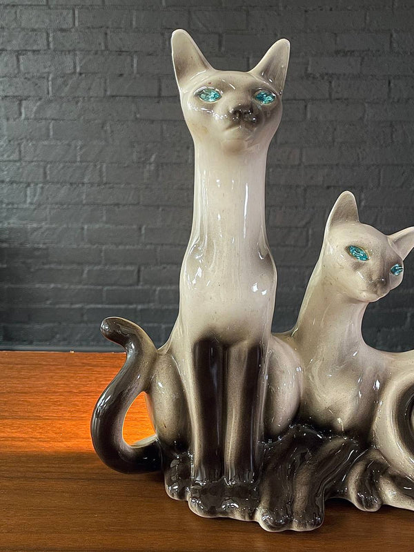 Vintage Twin Siamese Cat Porcelain Lamp by Lane & Co, c.1950’s