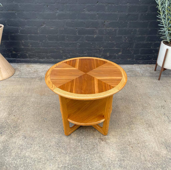 Mid-Century Modern Walnut & Oak Round Tier Side Table by Lane, c.1950’s