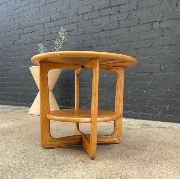 Mid-Century Modern Walnut & Oak Round Tier Side Table by Lane, c.1950’s