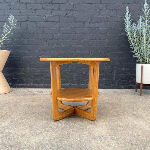 Mid-Century Modern Walnut & Oak Round Tier Side Table by Lane, c.1950’s