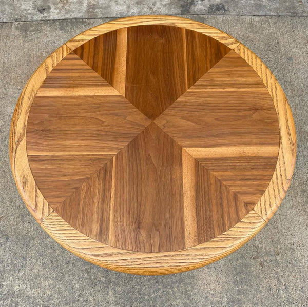 Mid-Century Modern Walnut & Oak Round Tier Side Table by Lane, c.1950’s