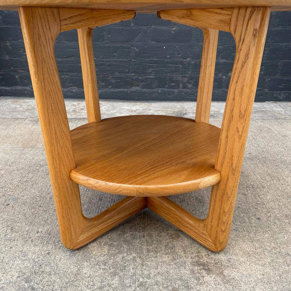 Mid-Century Modern Walnut & Oak Round Tier Side Table by Lane, c.1950’s