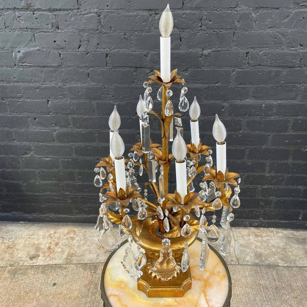 Vintage Italian Carved Wood Gold Leaf Table Lamp, c.1960’s