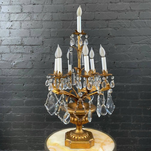 Vintage Italian Carved Wood Gold Leaf Table Lamp, c.1960’s