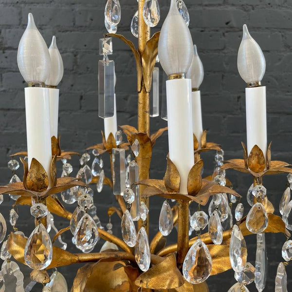Vintage Italian Carved Wood Gold Leaf Table Lamp, c.1960’s