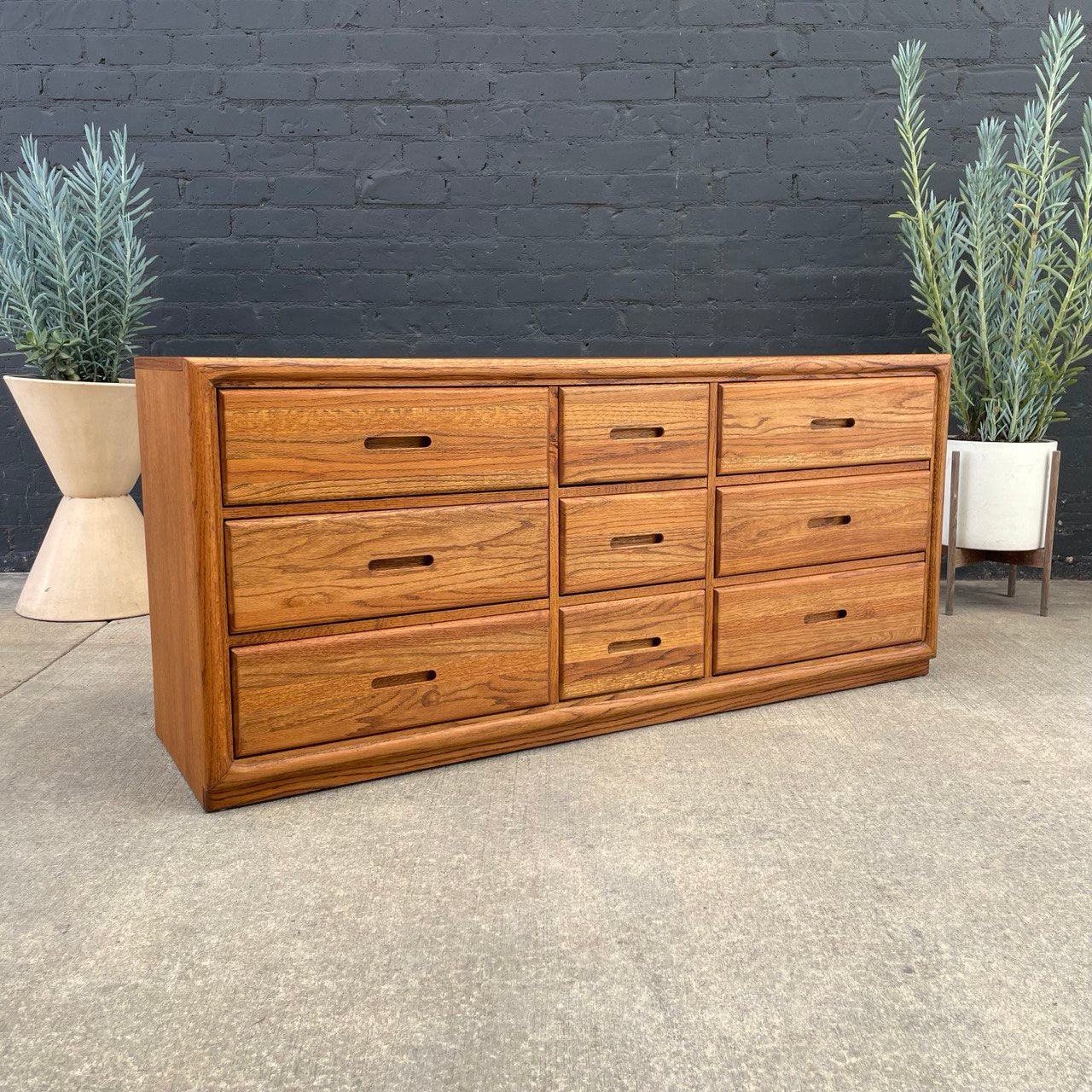 Mid-Century Modern Oak 9-Drawer Dresser, c.1970's - Vintage Supply Store Mid-Century Modern Oak 9-Drawer Dresser, c.1970's - Vintage Supply Store