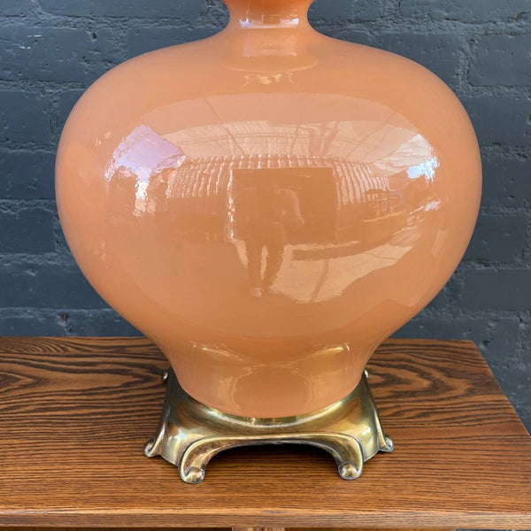 Pair of Mid-Century Modern Ceramic & Brass Table Lamps, c.1970’s