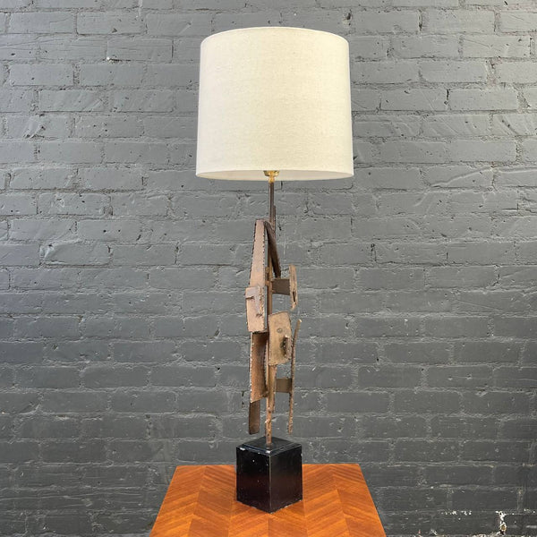Richard Barr Brutalist Iron Table Lamp for Laurel, c.1960’s