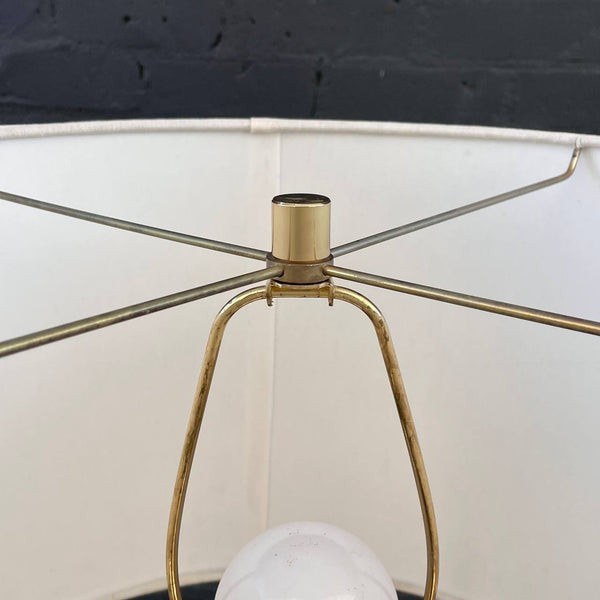 Mid-Century Modern Walnut & Brass Floor Lamp with Side Table, c.1960’s