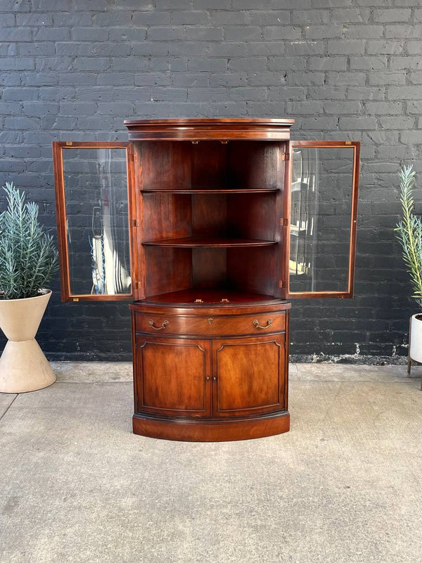 American Antique Federal Style Mahogany Display Corner Cabinet, c.1950’s
