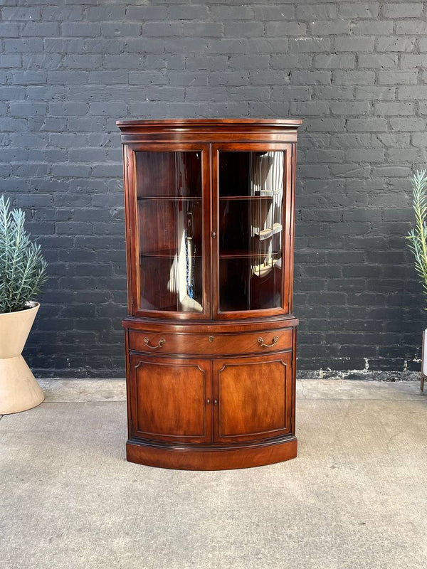American Antique Federal Style Mahogany Display Corner Cabinet, c.1950’s