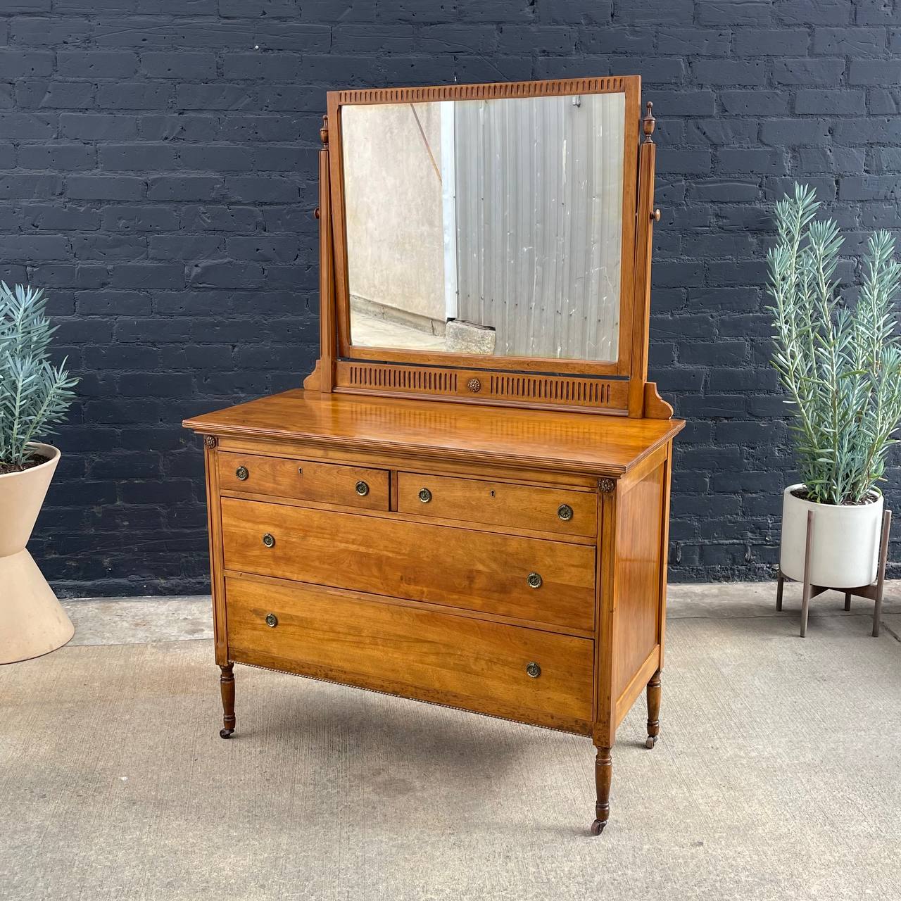 Antique French Provincial Dresser with Mirror, c.1940's Vintage Supply Antique French Provincial Dresser with Mirror, c.1940's Vintage Supply