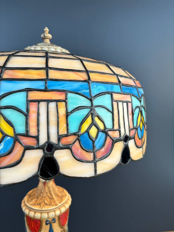 Arts & Crafts Leaded Slag Glass Table Lamp, c.1930’s