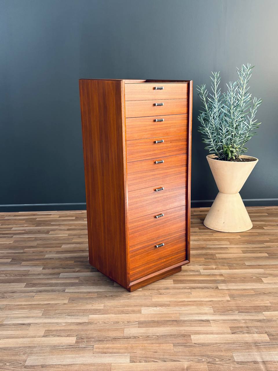 Mid-Century Modern Highboy Dresser with Leather Pulls by Glenn of CA, c.1950's - Vintage Supply Store Mid-Century Modern Highboy Dresser with Leather Pulls by Glenn of CA, c.1950's - Vintage Supply Store