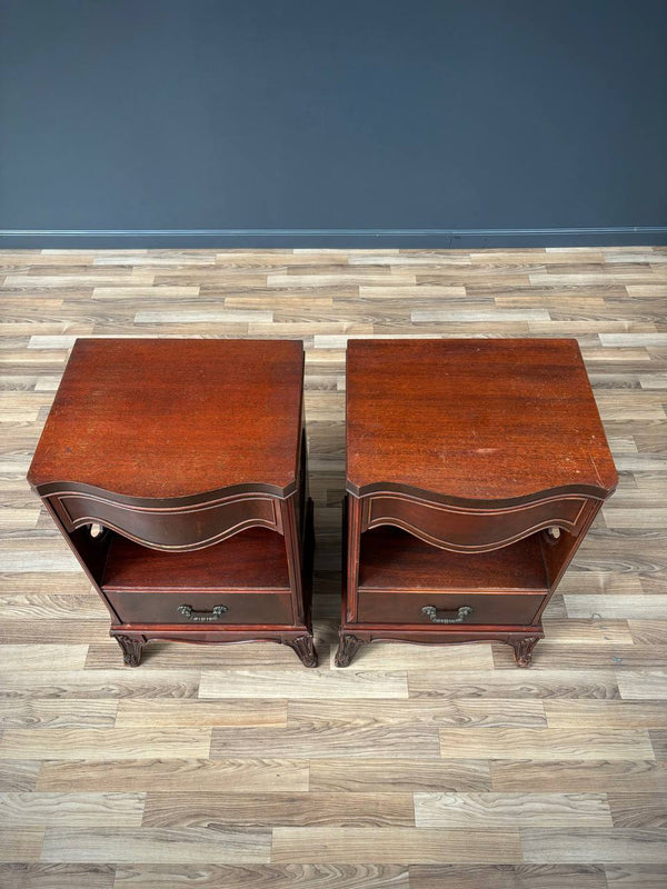 Pair Antique Federal Carved Mahogany Night Stands, c.1920’s