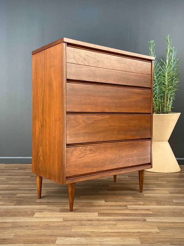 Mid-Century Modern Walnut Highboy Dresser by Bassett Furniture, c.1960’s