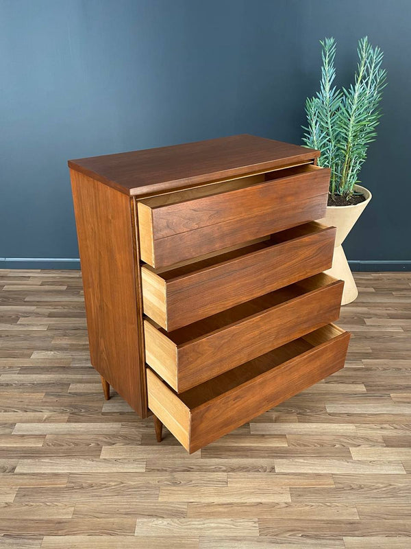 Mid-Century Modern Walnut Highboy Dresser by Bassett Furniture, c.1960’s