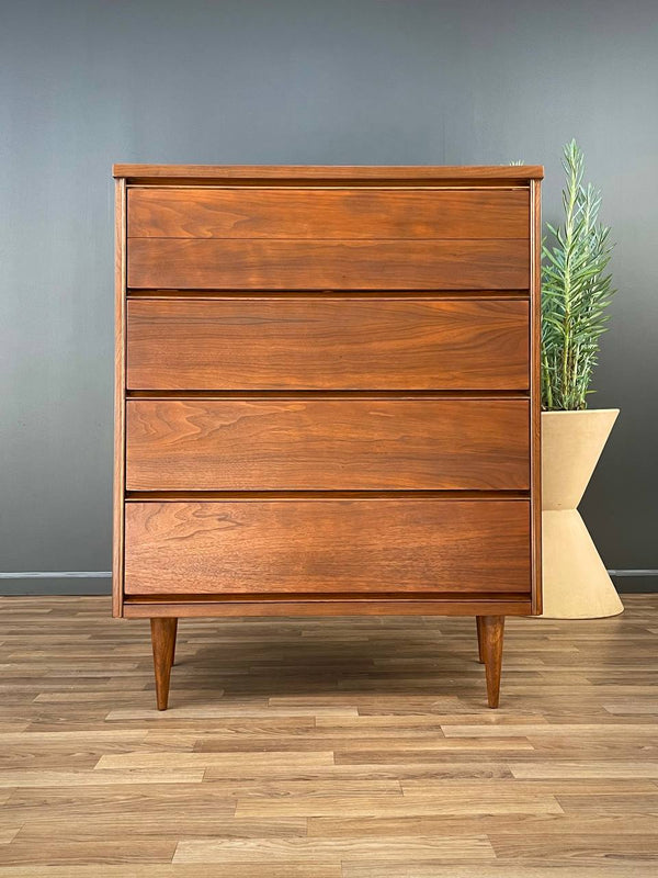 Mid-Century Modern Walnut Highboy Dresser by Bassett Furniture, c.1960’s