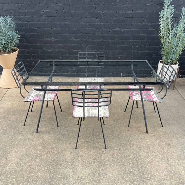 Vintage Mid-Century Modern Iron Patio Dining Set with Chairs, c.1960’s