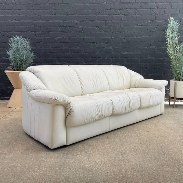 Vintage Post Modern 80’s Italian Leather Sofa by Natuzzi Salotti, c.1980’s