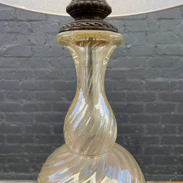 Vintage Murano Swirl Style Amber Glass Table Lamp, c.1960’s