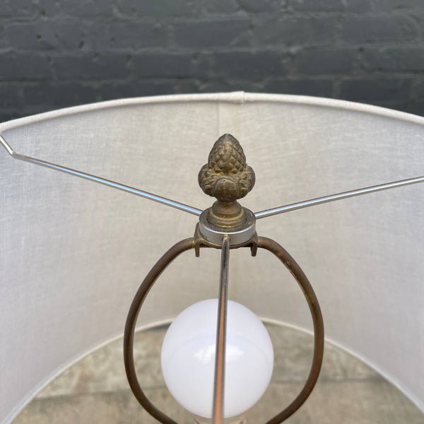 Vintage Murano Swirl Style Amber Glass Table Lamp, c.1960’s