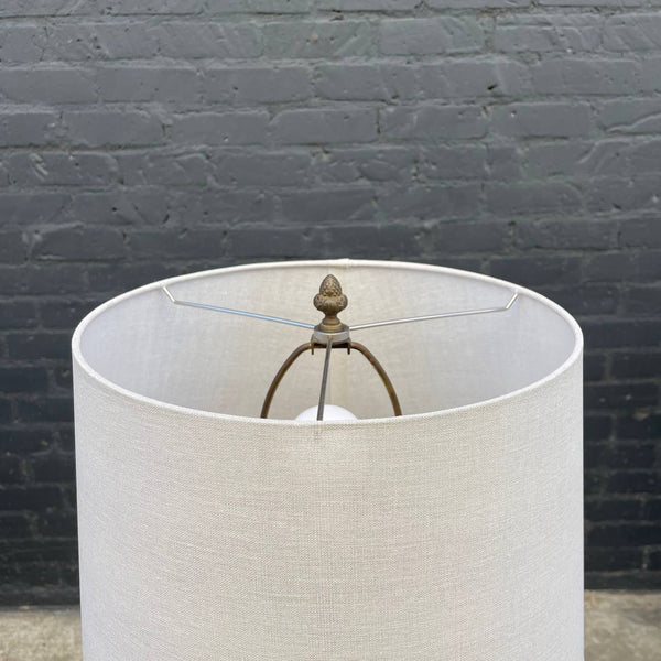 Vintage Murano Swirl Style Amber Glass Table Lamp, c.1960’s