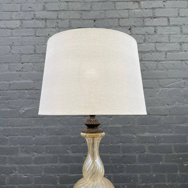 Vintage Murano Swirl Style Amber Glass Table Lamp, c.1960’s