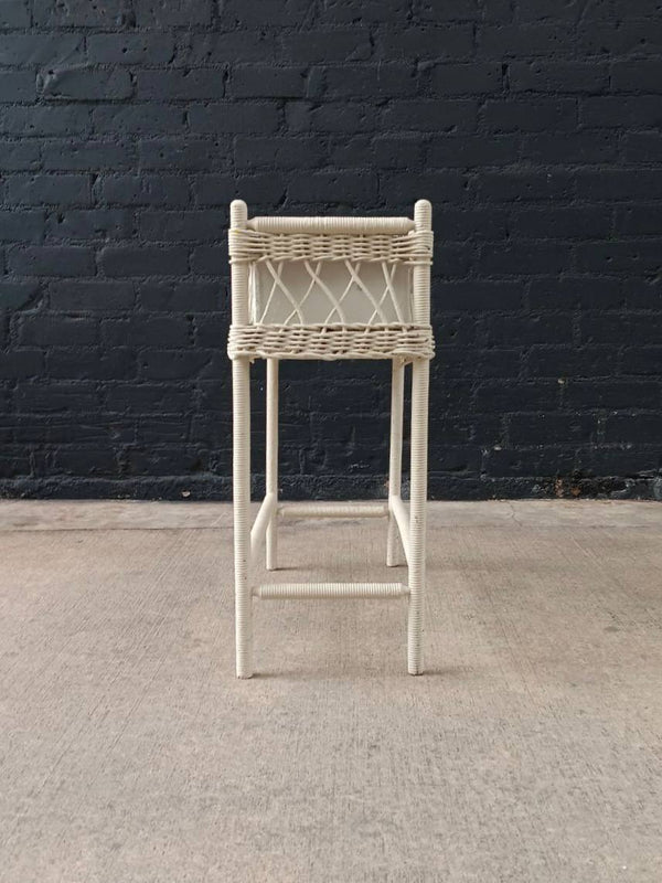 Vintage Rattan Wicker Planter Stand with Metal Liner, c.1960’s