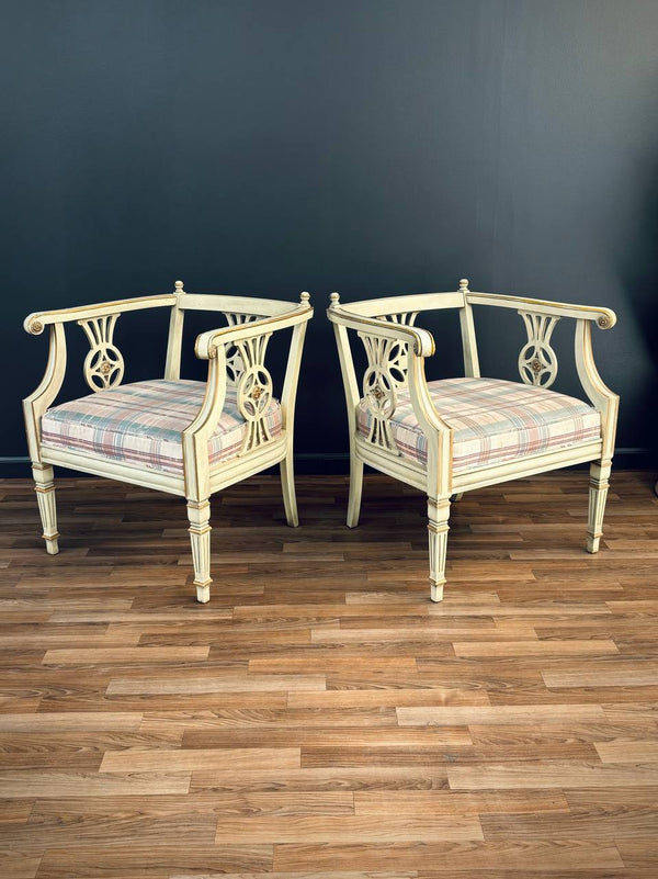 Pair of Neoclassical Style Painted Armchairs, c.1960’s