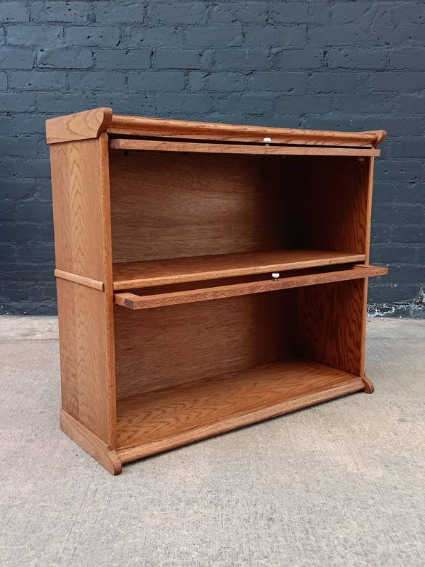 Vintage Barristers Oak & Glass 2-Tier Bookcase Shelf Cabinet, c.1970’s