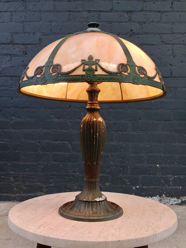 Vintage Art Deco Style Table Lamp with Decorative Glass Shade, c.1930’s